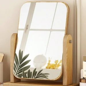 CasaBloom Minimalist Arch Table Mirror with Wooden Stand