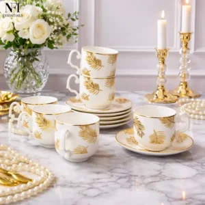 CasaBloom Elegant Ceramic Tea & Coffee Mug Set for Home Gifting