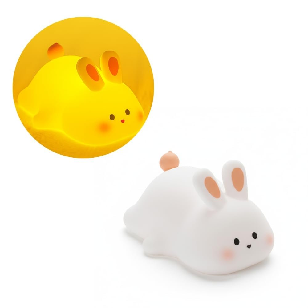 Cute Rabbit Bunny Night Light Lamp – Yellow LED Decorative Lamp for Kids, Teens & Adults | Gifts for Birthday, Valentine’s Day & Christmas | Battery Included