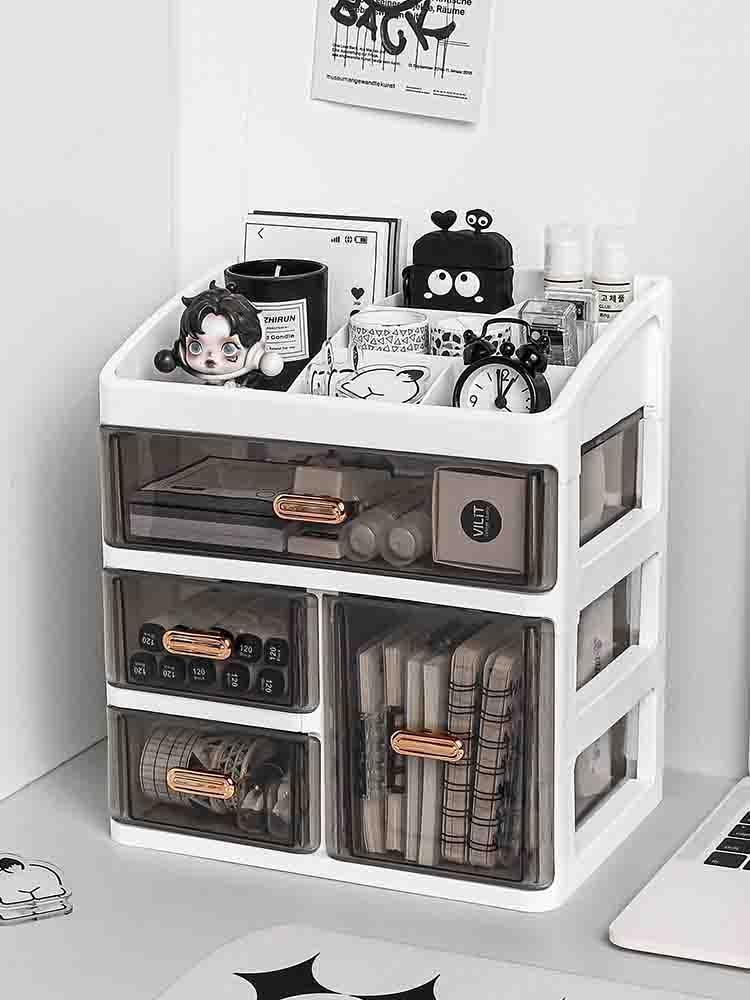Zollyss Makeup Organisers | Bathroom Cosmetic Beauty Organizer with 3 Layers, Easy Access Makeup Brush Storage, Dust-Free Tabletop Organiser, Space-Saving 27.5cm x 23.5cm x 17cm