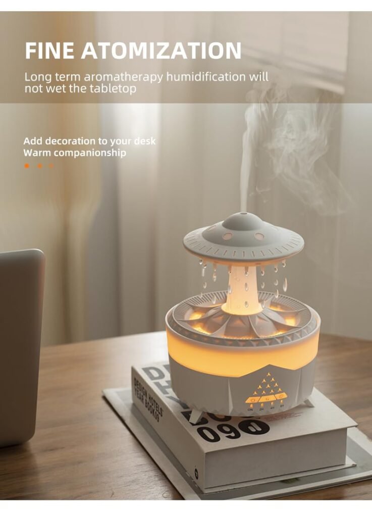 Docoss CloudRain Aroma Diffuser for Home Electric & Humidifier Oil Diffuser for Home – Essential Oil Fragrance Diffuser with Remote Control,Room Freshener Scent for Relaxation (White)