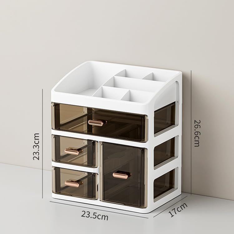 Zollyss Makeup Organisers | Bathroom Cosmetic Beauty Organizer with 3 Layers, Easy Access Makeup Brush Storage, Dust-Free Tabletop Organiser, Space-Saving 27.5cm x 23.5cm x 17cm