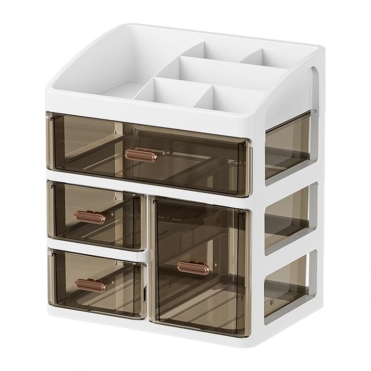 Zollyss Makeup Organisers | Bathroom Cosmetic Beauty Organizer with 3 Layers, Easy Access Makeup Brush Storage, Dust-Free Tabletop Organiser, Space-Saving 27.5cm x 23.5cm x 17cm