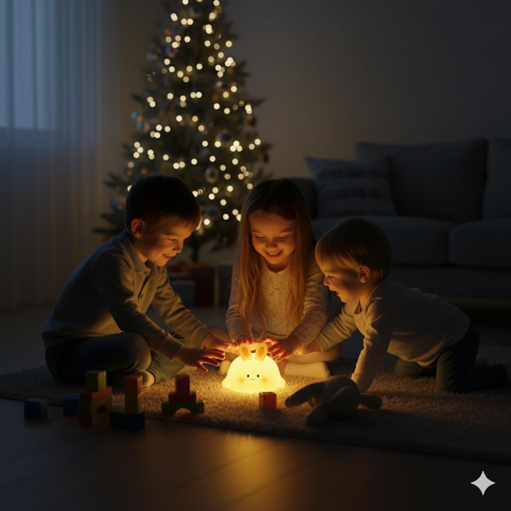 Cute Rabbit Bunny Night Light Lamp – Yellow LED Decorative Lamp for Kids, Teens & Adults | Gifts for Birthday, Valentine’s Day & Christmas | Battery Included