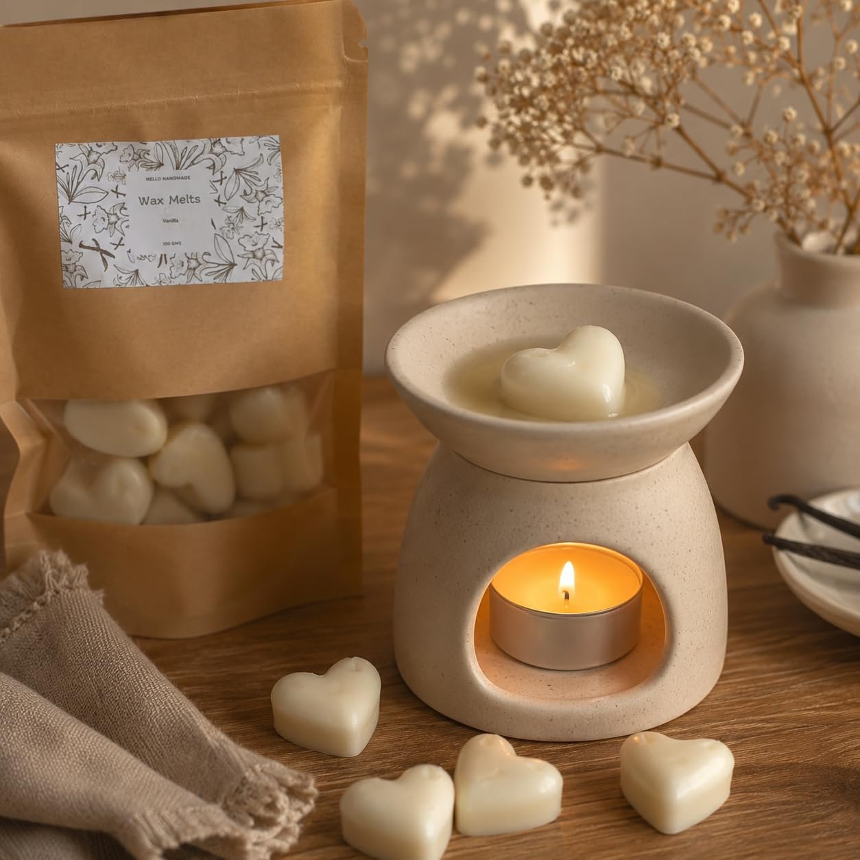 Vanilla Wax Melts 100g | Heart-Shaped Scented Cubes for Ceramic Aroma Diffuser & Warmer | Long-Lasting Home Fragrance for Bedroom, Bathroom & Gifting - Image 5