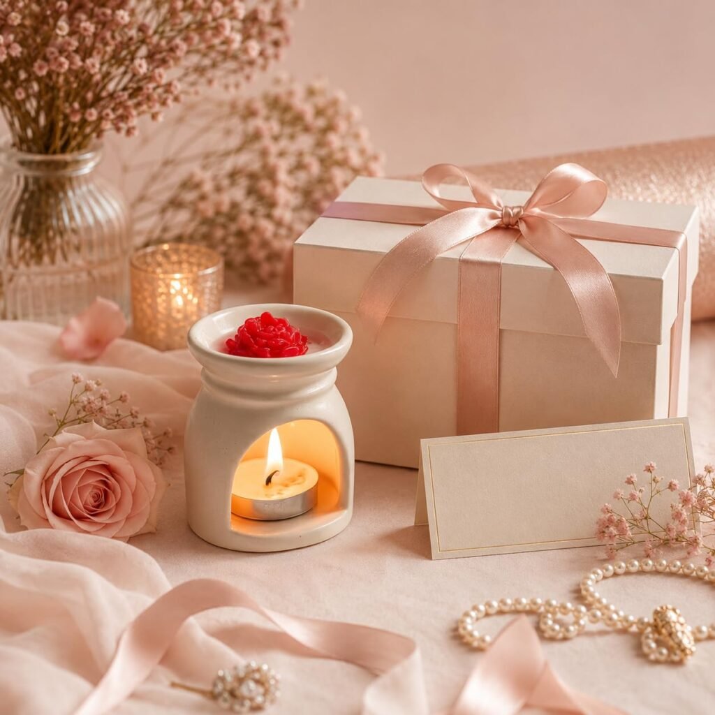 Arcoiris Wax Melt Burner with Rose-Shaped Wax Melts | Ceramic Aroma Warmer for Home Fragrance | Decorative Wax Melt Warmer for Living Room, Bedroom, Office & Gifting
