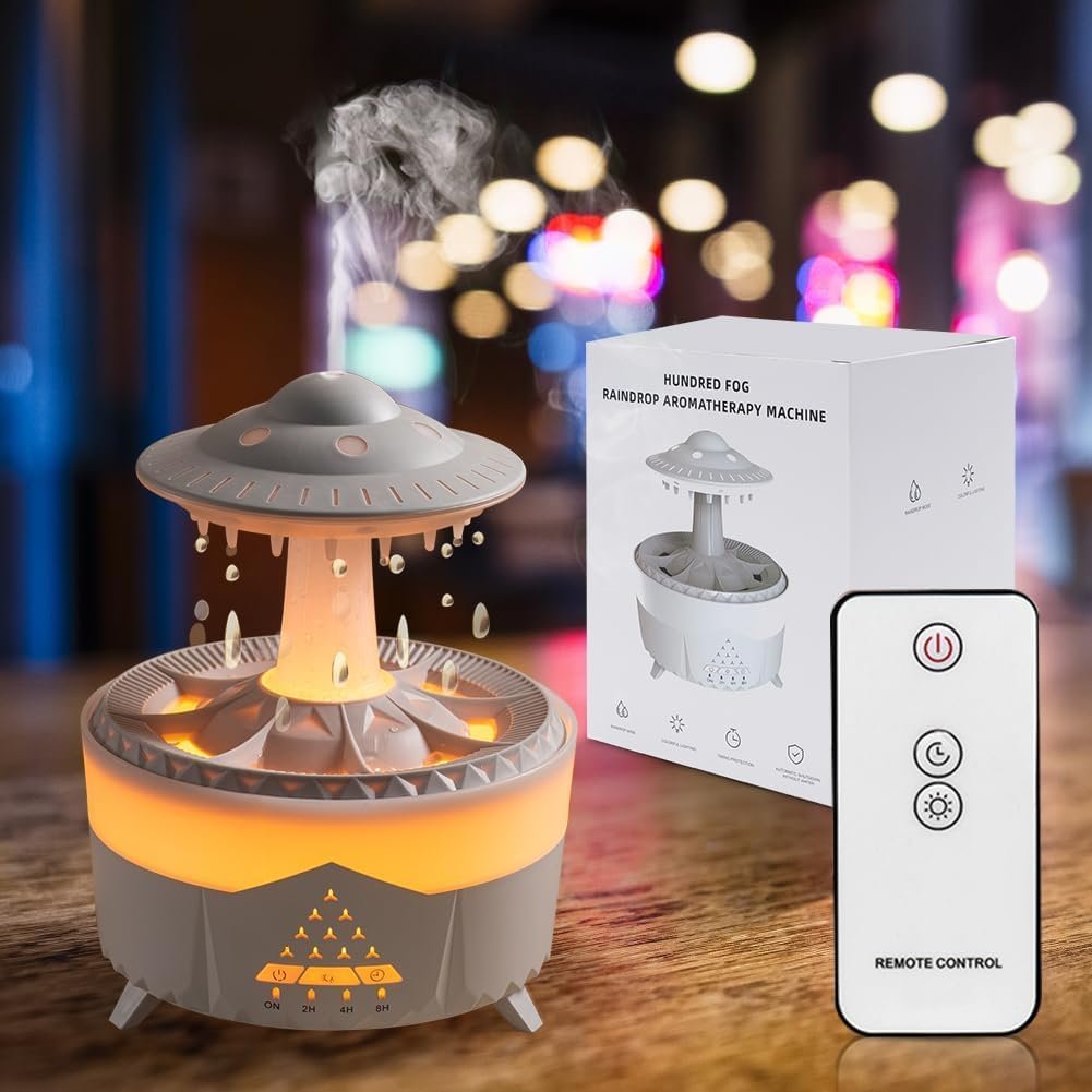 Docoss CloudRain Aroma Diffuser for Home Electric & Humidifier Oil Diffuser for Home – Essential Oil Fragrance Diffuser with Remote Control,Room Freshener Scent for Relaxation (White)