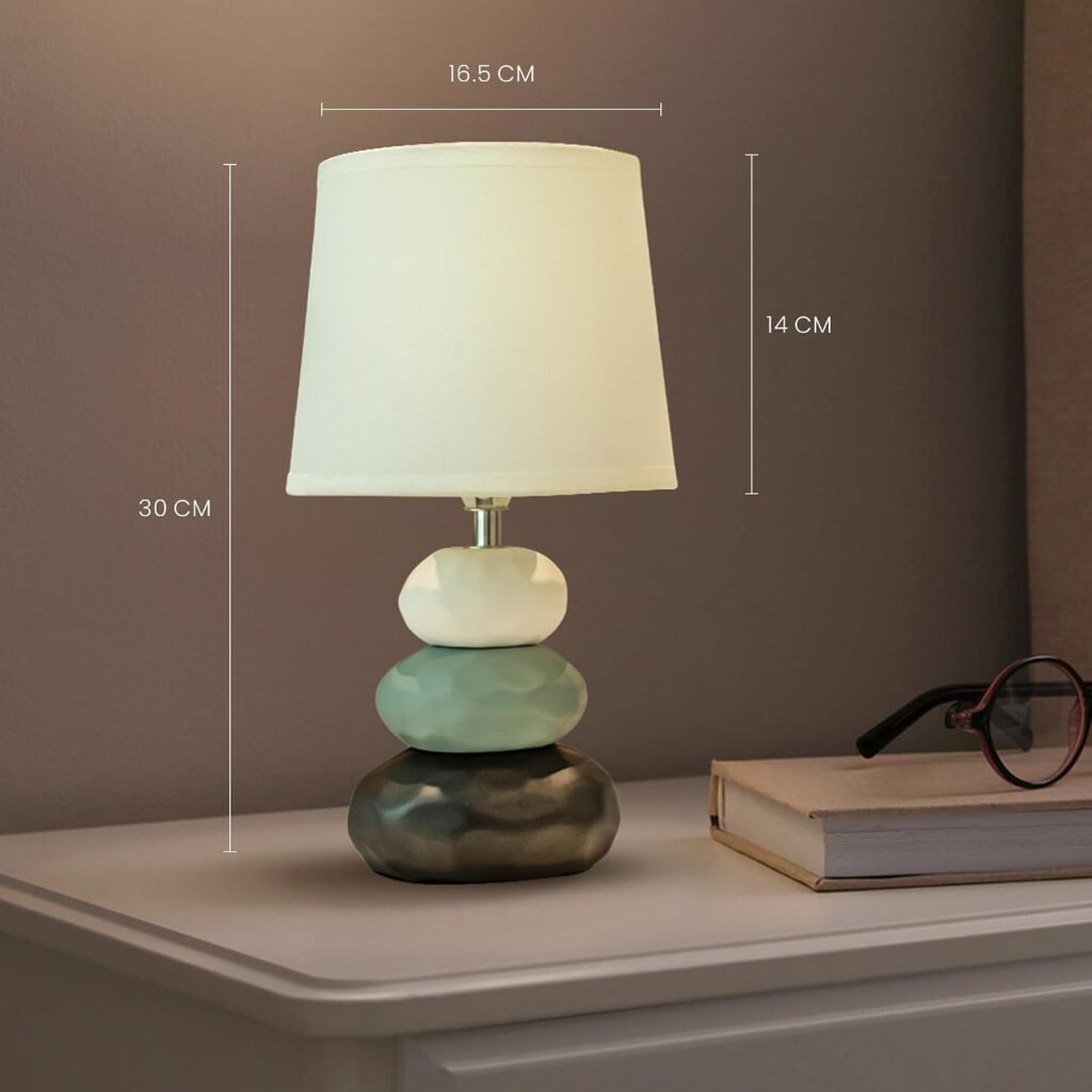 MAGIK Atmosfera Ceramic Table Lamp (Ivory) | 5W Warm White E14 Base LED Bulb Included | Modern Decorative Bedside & Living Room Accent Light