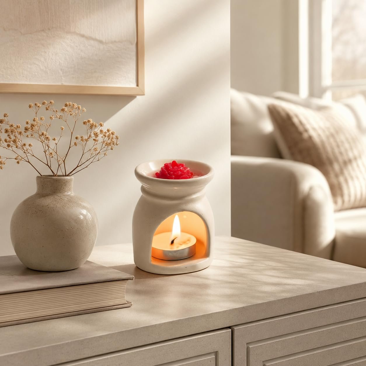 Arcoiris Wax Melt Burner with Rose-Shaped Wax Melts | Ceramic Aroma Warmer for Home Fragrance | Decorative Wax Melt Warmer for Living Room, Bedroom, Office & Gifting - Image 2