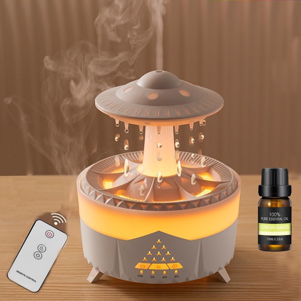Docoss CloudRain Aroma Diffuser for Home Electric & Humidifier Oil Diffuser for Home – Essential Oil Fragrance Diffuser with Remote Control,Room Freshener Scent for Relaxation (White)