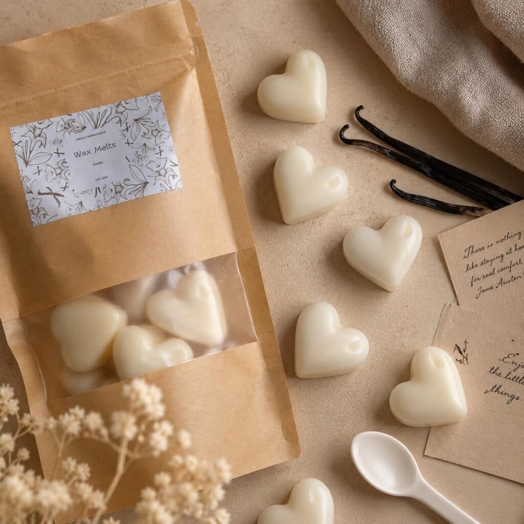 Vanilla Wax Melts 100g | Heart-Shaped Scented Cubes for Ceramic Aroma Diffuser & Warmer | Long-Lasting Home Fragrance for Bedroom, Bathroom & Gifting