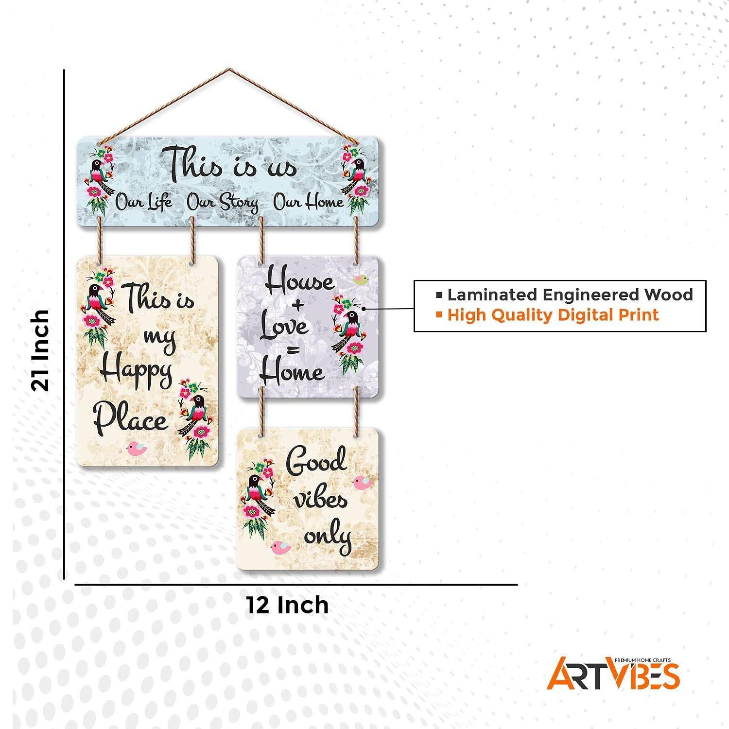 Artvibes This is us Printed Wooden Wall Hanging For Living Room | Office | Quotes Decor Item | Wall Accents | Gift Items | Wall Illustrations | Artworks Hangings | Mdf Wall Decoration (WH_6513N) - Image 2