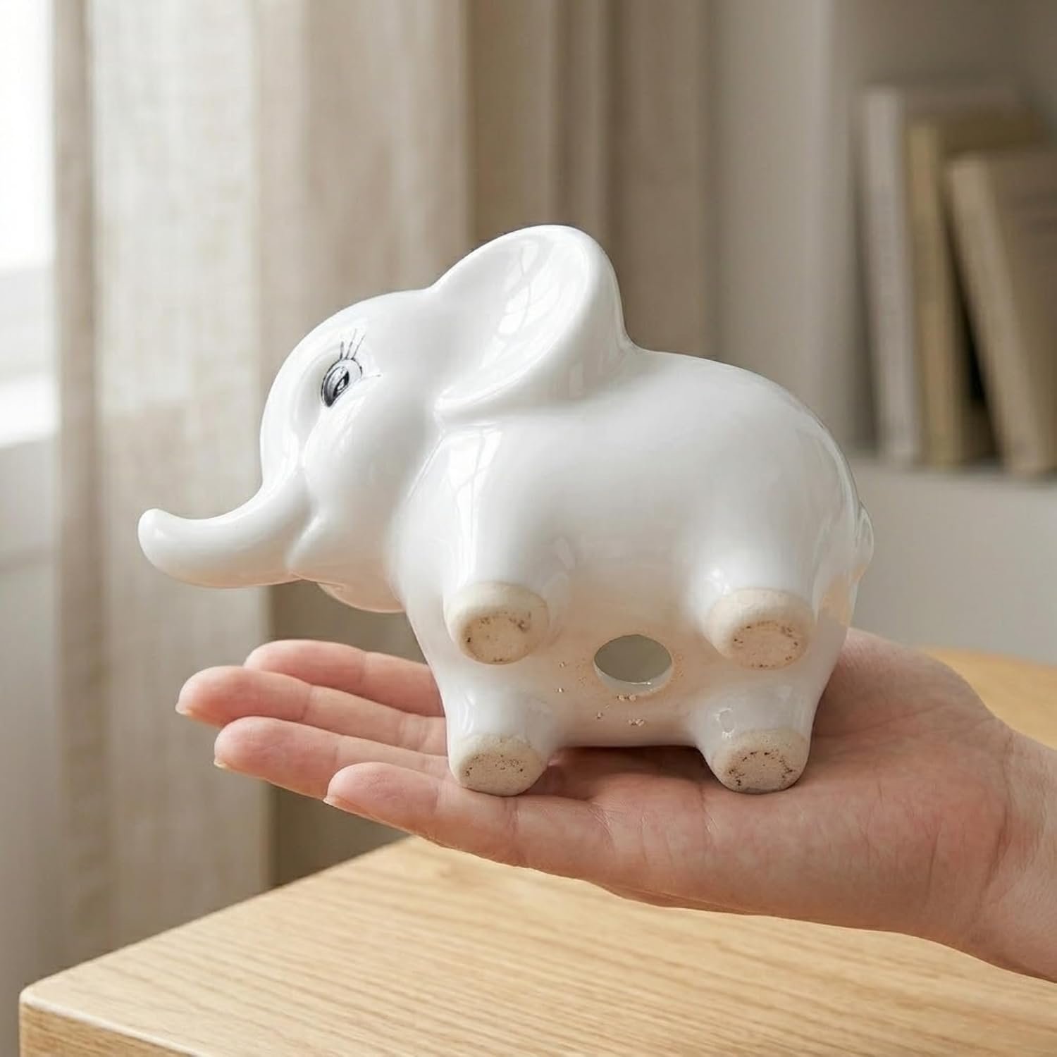 Ceramic Elephant Succulent Planter Pots - Set of 2, White Decorative Flower Vases for Indoor Home Decor, Office Desk, Living Room & Gifting - Cute Animal Shape Pots for Small Plants - Image 4