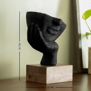 Ellementry Restive Face Ecomix Sculpture - Black, Home Décor Showpiece Figurine for Living Room & Office, Modern Asthetic Tabletop Decorative Accent, Unique Gift Item for Shelf Decoration - Image 5