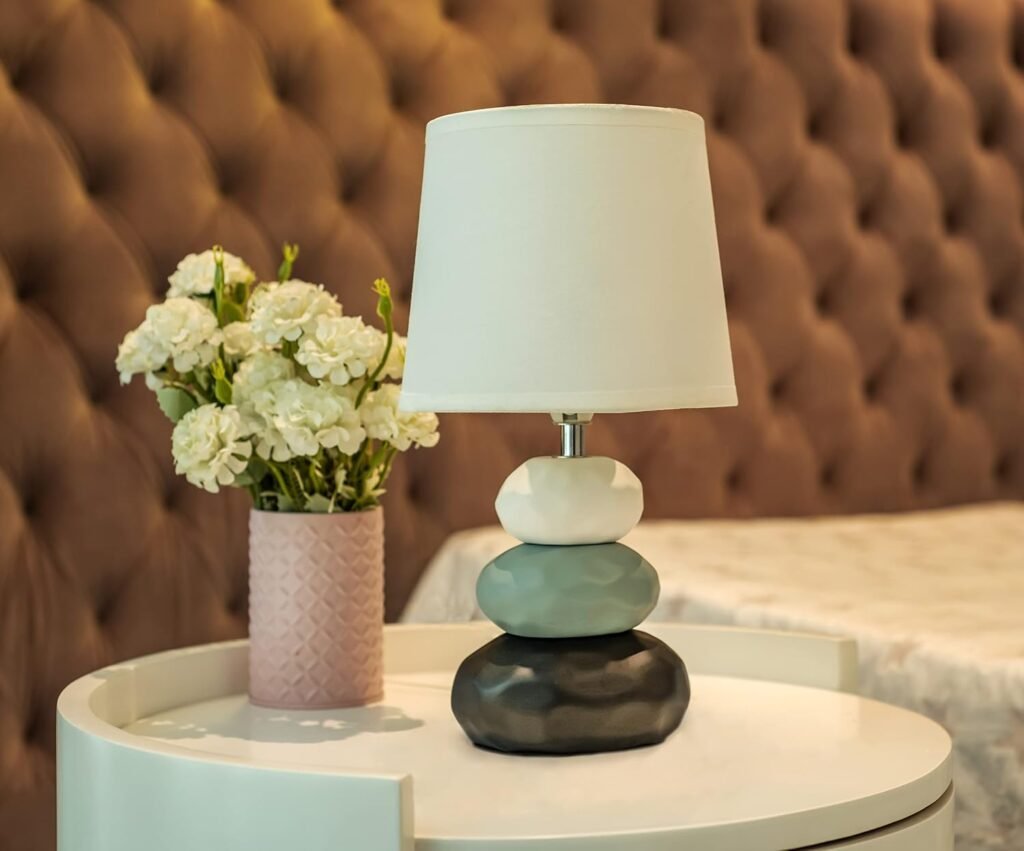 MAGIK Atmosfera Ceramic Table Lamp (Ivory) | 5W Warm White E14 Base LED Bulb Included | Modern Decorative Bedside & Living Room Accent Light