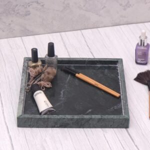 Marble Finish Vanity Tray – Elegant Decorative Organizer for Makeup, Jewelry, Perfume & Skincare – Rectangular Bathroom Countertop & Dresser Tray for Women (Green, 8 X 8 Inches) - Image 3