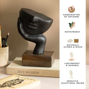 Ellementry Restive Face Ecomix Sculpture - Black, Home Décor Showpiece Figurine for Living Room & Office, Modern Asthetic Tabletop Decorative Accent, Unique Gift Item for Shelf Decoration - Image 2
