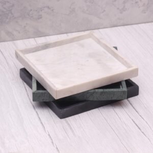 Marble Finish Vanity Tray – Elegant Decorative Organizer for Makeup, Jewelry, Perfume & Skincare – Rectangular Bathroom Countertop & Dresser Tray for Women (Green, 8 X 8 Inches) - Image 5