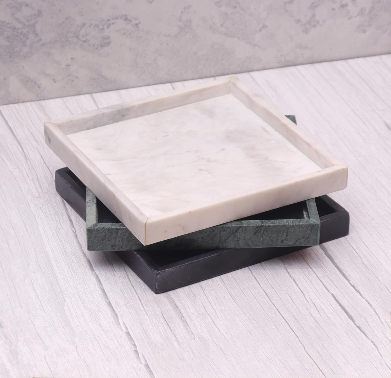Marble Finish Vanity Tray – Elegant Decorative Organizer for Makeup, Jewelry, Perfume & Skincare – Rectangular Bathroom Countertop & Dresser Tray for Women (Green, 8 X 8 Inches) - Image 5
