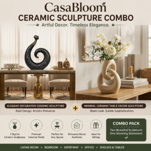 CasaBloom Ceramic Decor Duo – Elegant Decorative Sculpture & Minimal Table Decor Sculpture