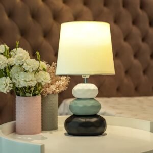 MAGIK Atmosfera Ceramic Table Lamp (Ivory) | 5W Warm White E14 Base LED Bulb Included | Modern Decorative Bedside & Living Room Accent Light