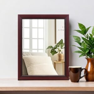 CasaBloom Exquisite Wall Mirror | Versatile Usage for Entryways, Living Rooms, Bedrooms, Bathrooms | Durable & Clear Reflection | Standard Trim (Rosewood) | 41 cm X 51 cm, Rectangular